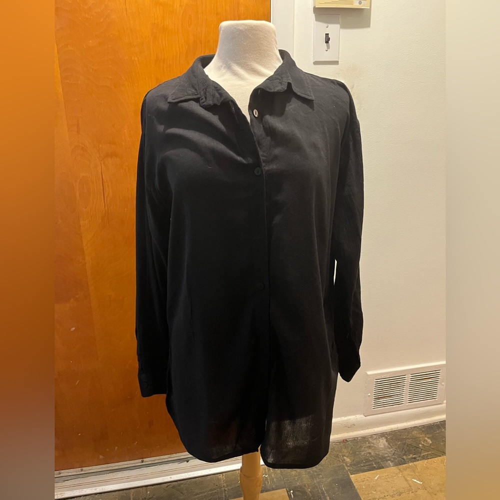 Cotton On Women’s Haven Long Sleeve Black Casual Button Down Shirt Size S EUC
